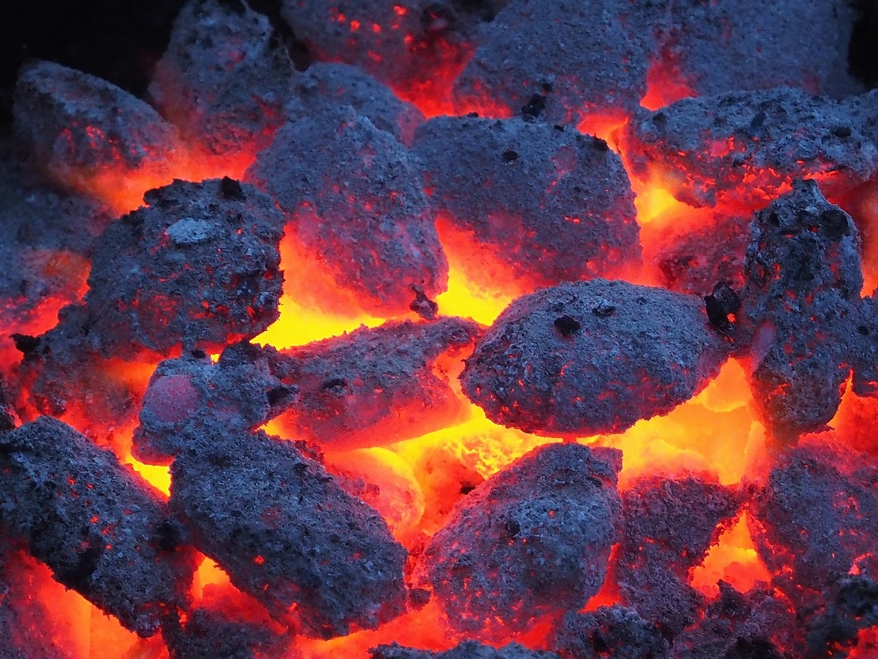 hot coals in the grill