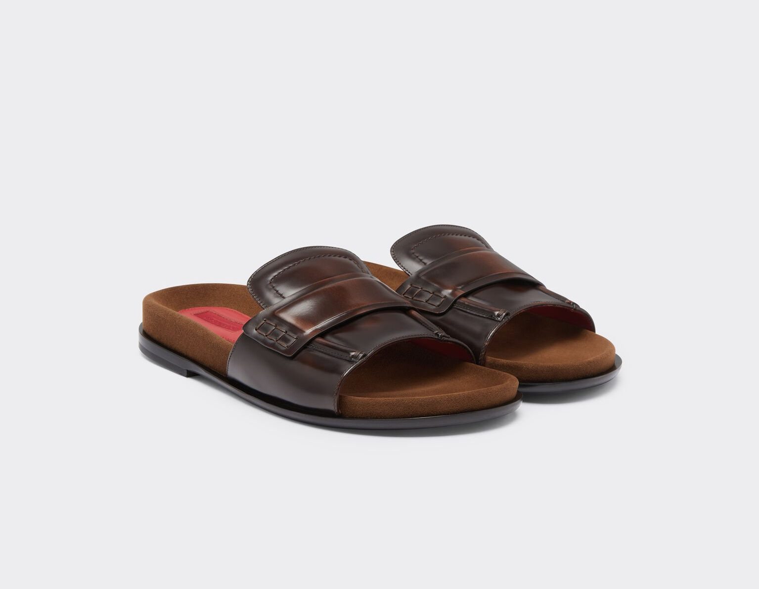 pair of leather ferrari sandals